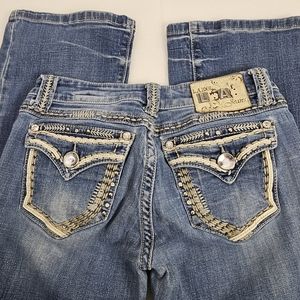 LA Idol embroidered, rhinestone,  contrast stitching jeans size 5